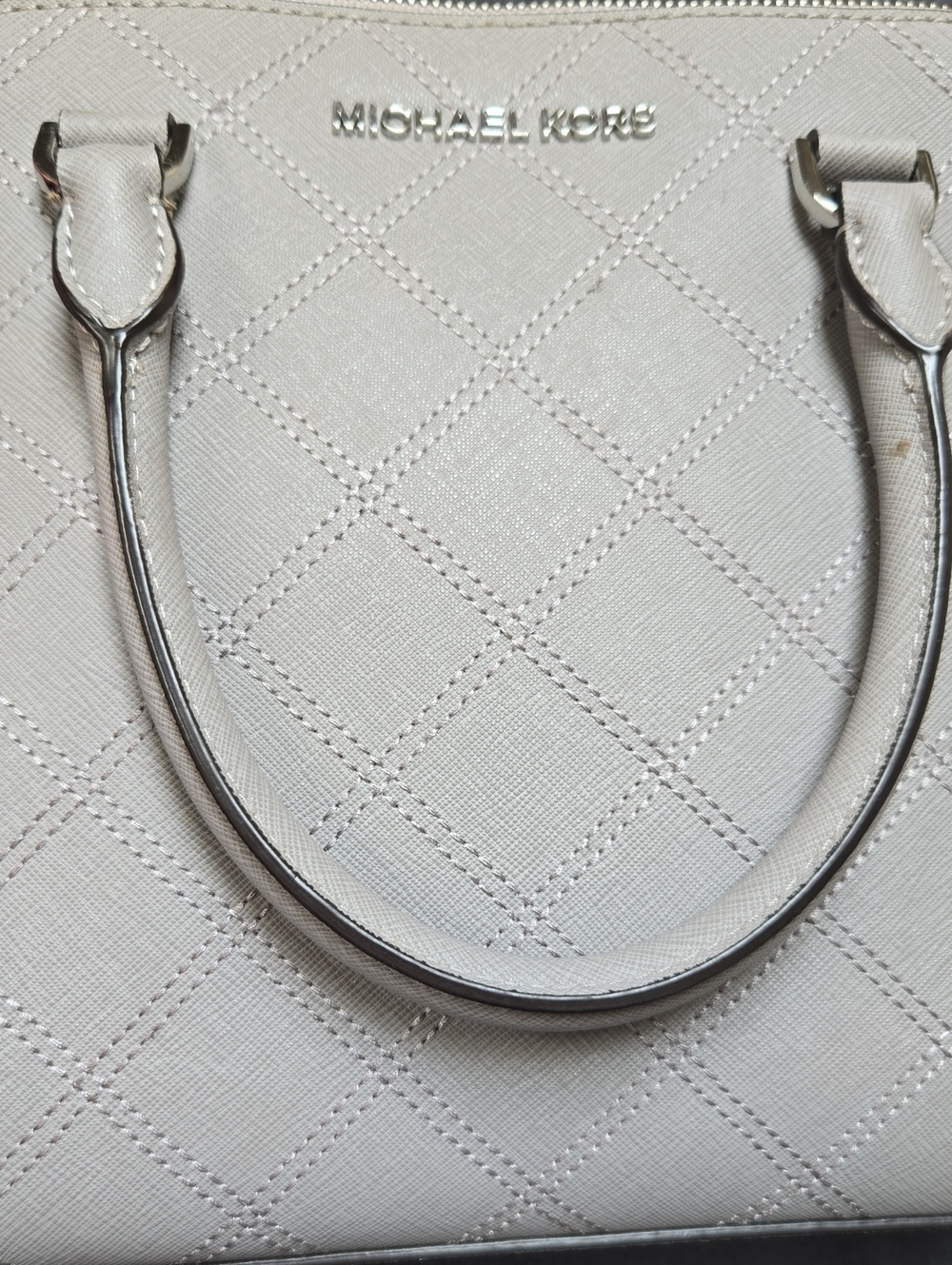 Michael Kors Gray Quilted Saffiano Leather Dome Satchel Crossbody Bag - Picture 9 of 12